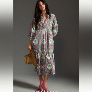 Anthropologie Maeve Bettina Tiered Shirt Dress